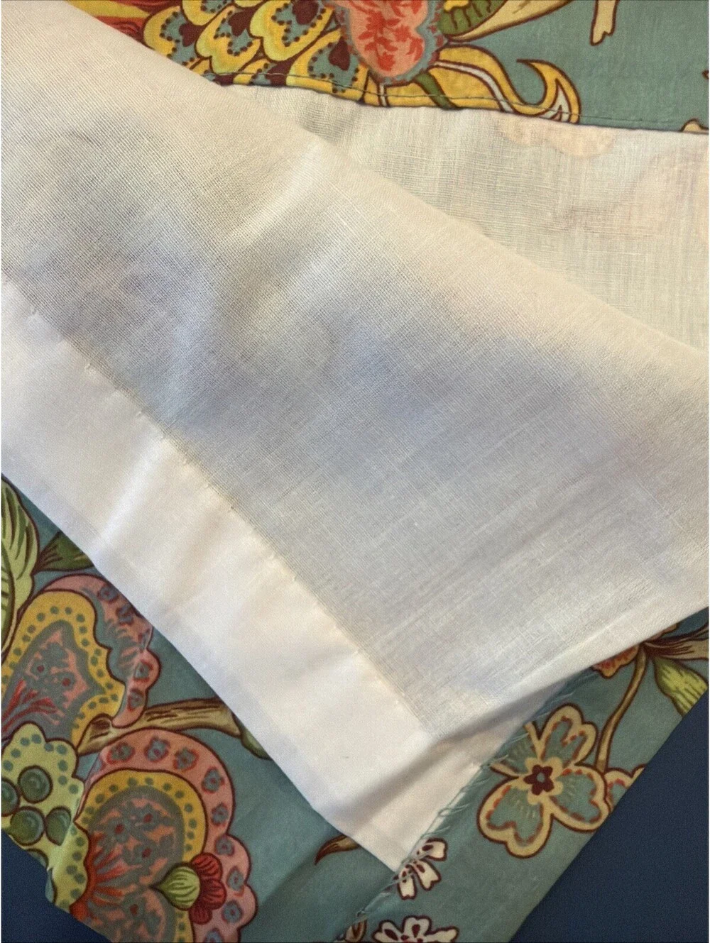 C & F Drapery/Curtain Panels Set Of 2 50”X 84” Floral Jewel Colors Cotton New